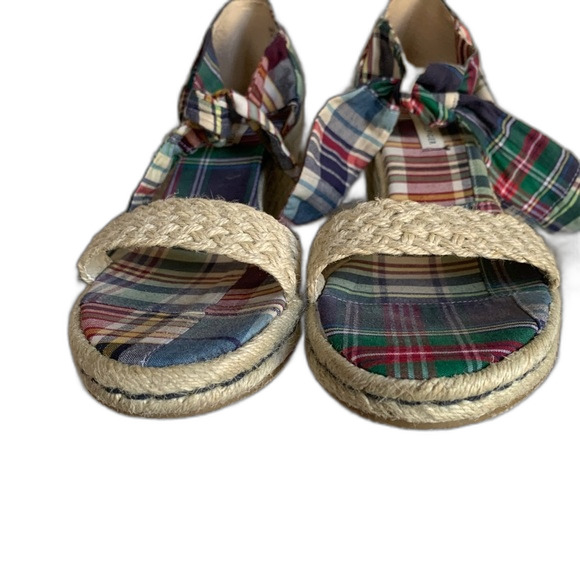 Tommy Hilfiger Madras Plaid Wedge Espadrille Sandals Size 9M - Picture 7 of 8